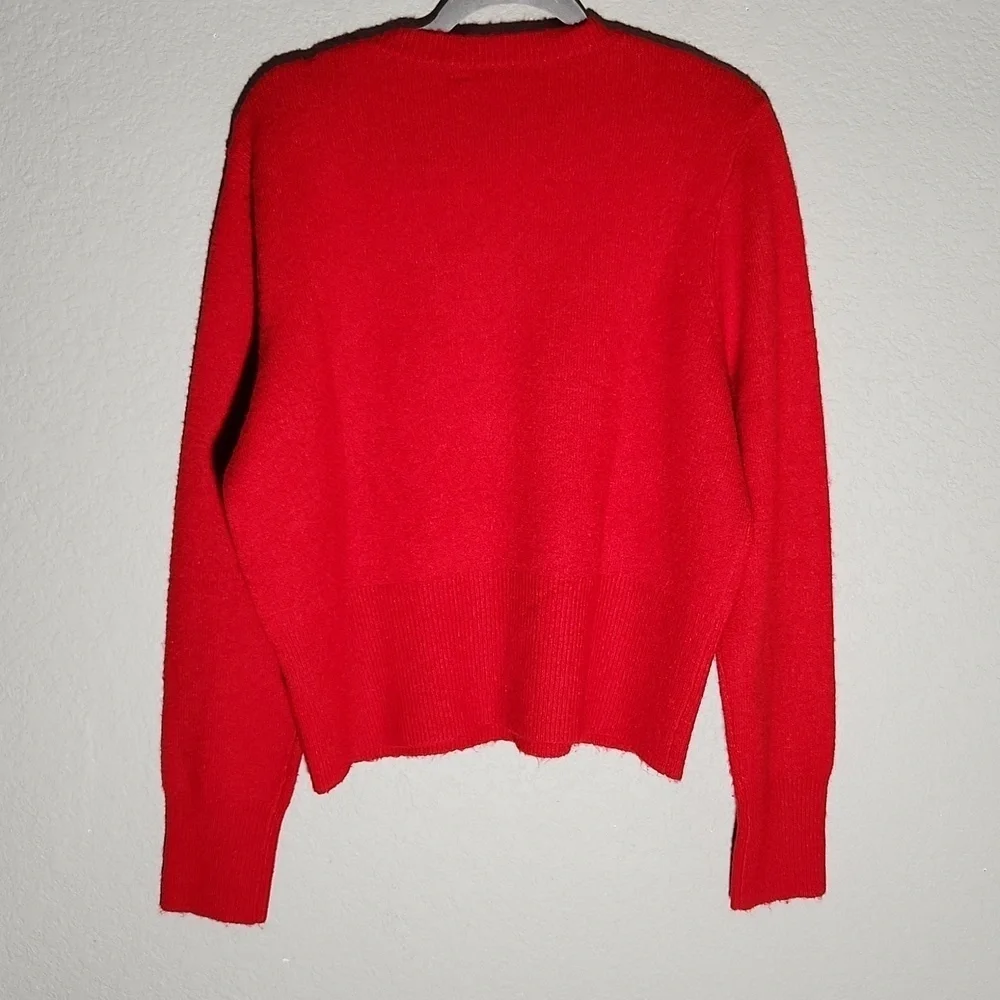 J. Crew Sweater Womens Red gold buttons wool alpaka acrylic Elastane size XXL